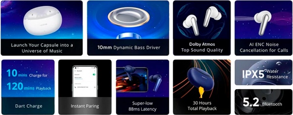 Наушники беспроводные realme Buds Air 3 Neo galaxy white (RMA2113) 