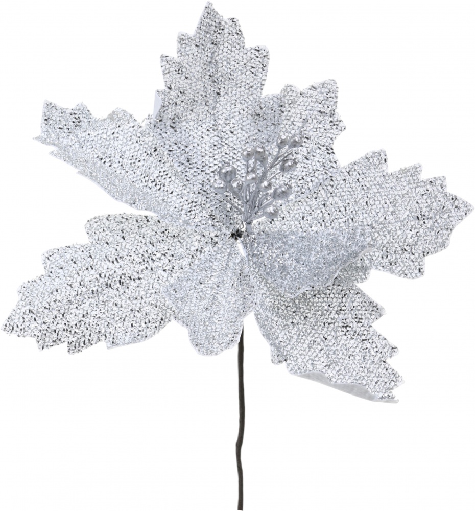 Квітка декоративна пуансетія блискітка 30 см в асортименті