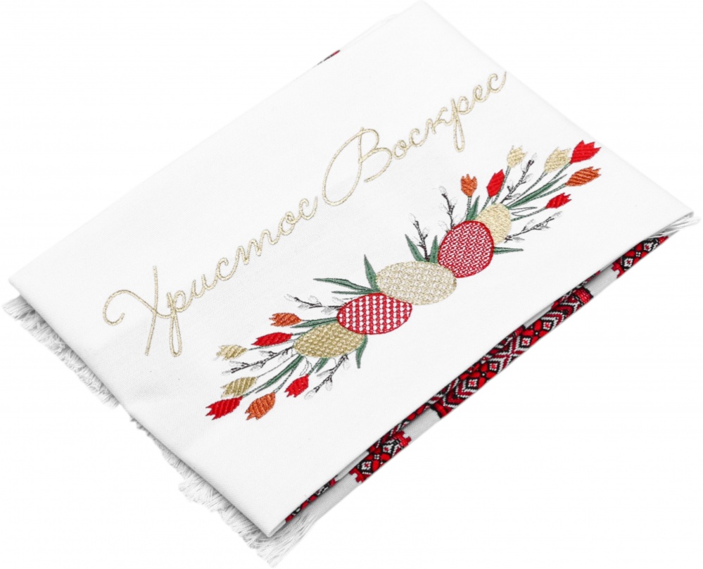 Полотенце пасхальное 707-25/00 33x83 см Эдельвика белый/красный