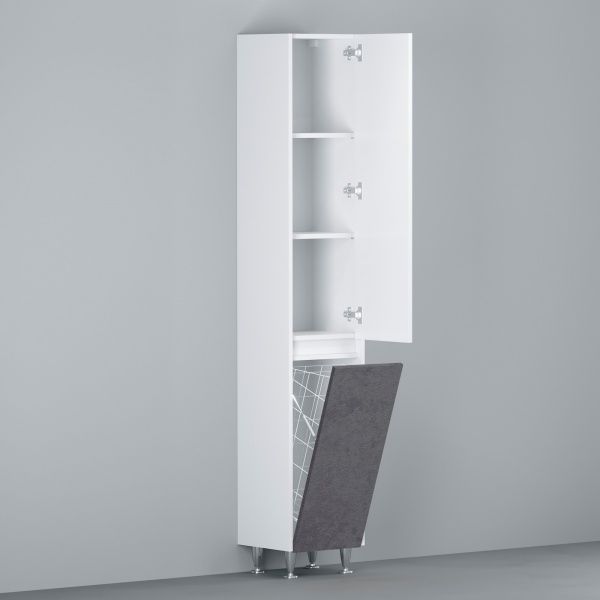 Пенал для ванной комнаты AM.PM M91CSR0351BF38 GEM S 35 см правый белый глянец/базальт