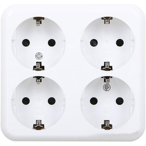 Розетка четверная с заземлением Expert Power белый HSN-H3A20G4WG-WH