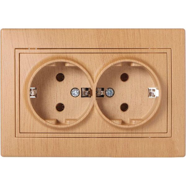 Розетка двойная с заземлением Lezard Mira без крышки дуб матовый 701-5151-127B