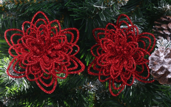 Цветок декоративный Shunda 12 см красная