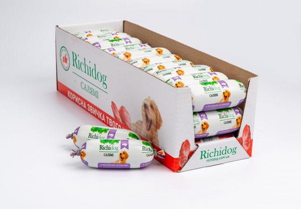 Корм влажный Для молодых и взрослых собак для всех пород Richi Dog салями с печенью 120 г