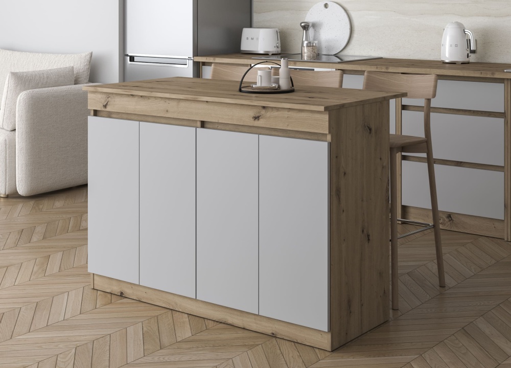 Буфет Грейд Адам 1200х852х600 мм дуб артизан/шиншилла серая