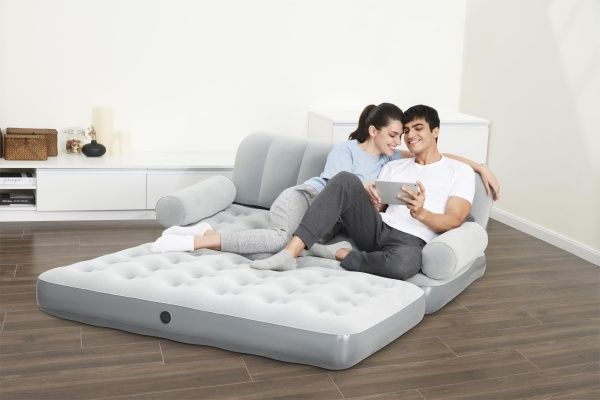 Ліжко надувне Bestway Multi-max із вбудованим електронасосом 188х152 см сірий