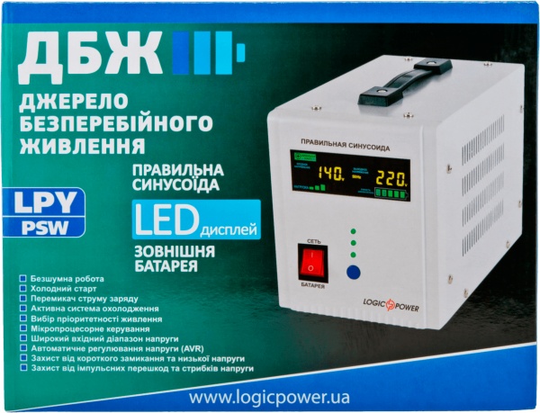 Источник бесперебойного питания (ИБП) LogicPower LPY- PSW-800VA+ (560Вт)