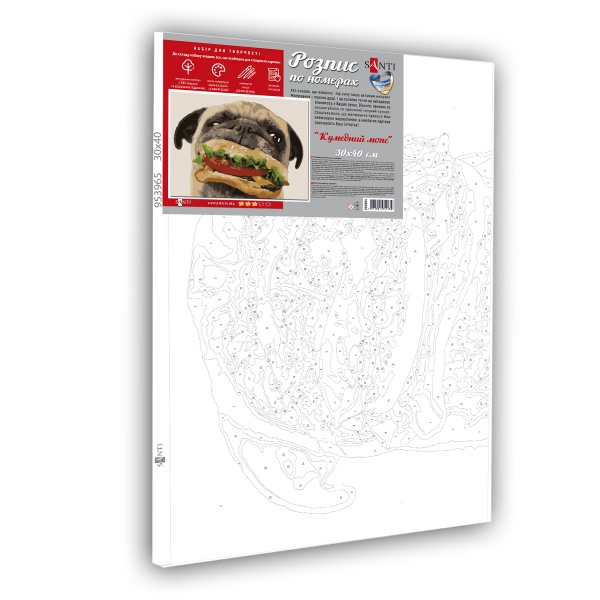 Картина за номерами Кумедний мопс 953965 30x40 см Santi 