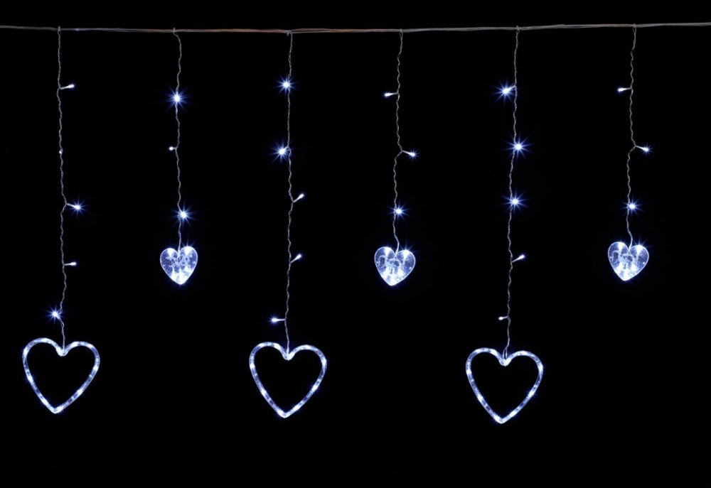 Электрогирлянда-штора Сердця светодиодная (LED) 138 ламп 2,5 м (QC6002)