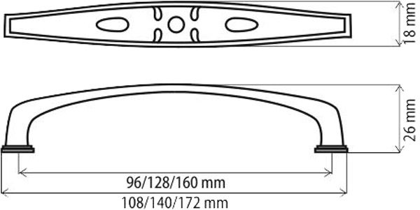 Меблева ручка DR 52/128 G15 NEW 128 мм мідний DC
