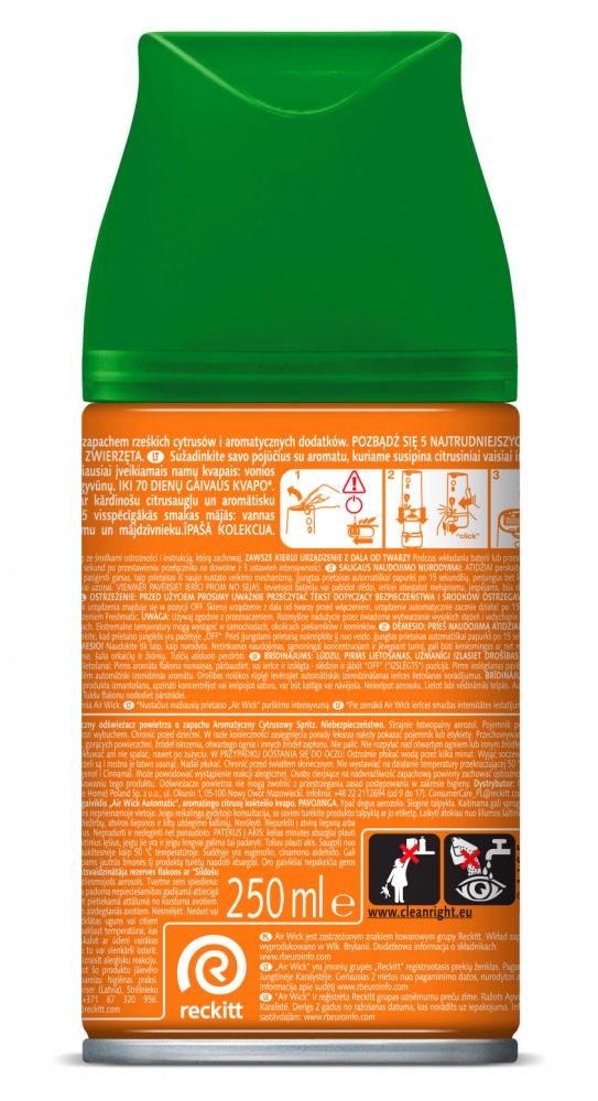 Змінний балон для автоматичного освіжувача повітря Air Wick Freshmatic зігріваючий цитрусовий шпріц 250 мл