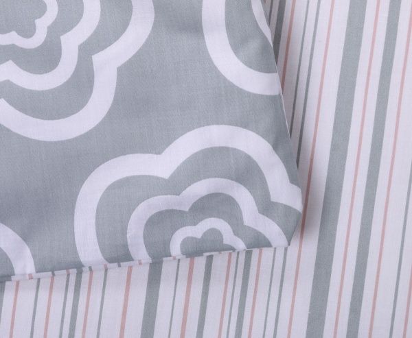 Комплект постільної білизни Білі троянди 2 200х220 см сірий із білим 