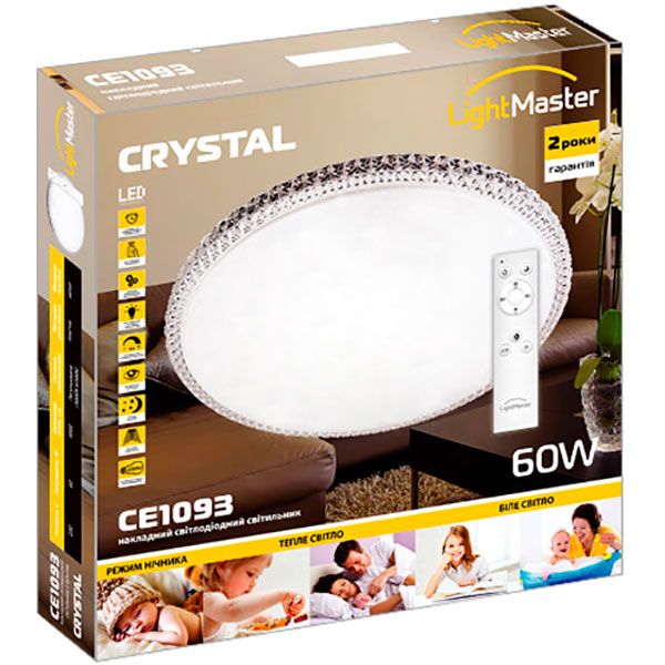 Світильник світлодіодний LightMaster Crystal з пультом ДК 60 Вт білий 2700-6400 К CE1093 