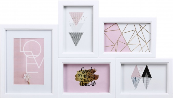 Фотоколлаж BW 51,3х30х2,4 см 5 фото 10x15 см белый 