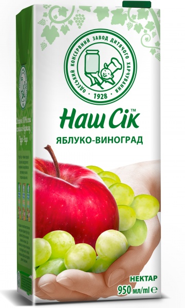 Нектар Наш Сік Яблочно-виноградный 0,95 л 