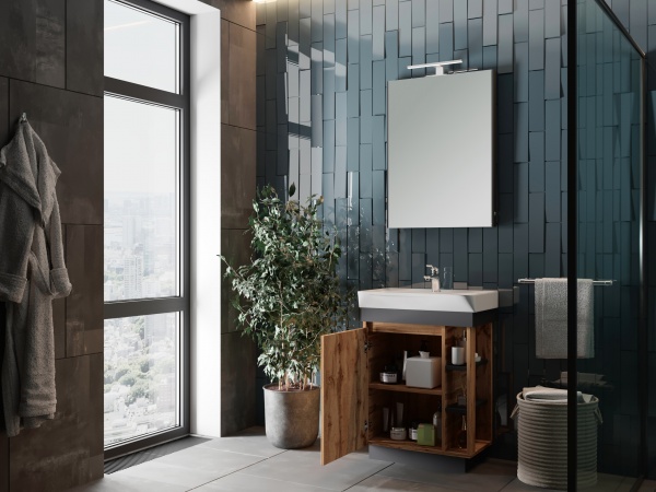 Тумба підлогова ЮВЕНТА Utah Ut-60 дуб вотан з умивальником Neon-60