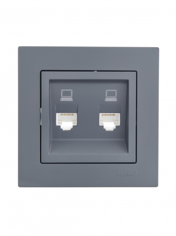 Розетка комп’ютерна подвійна Lezard Vesna шефілд грей 742-3488-141