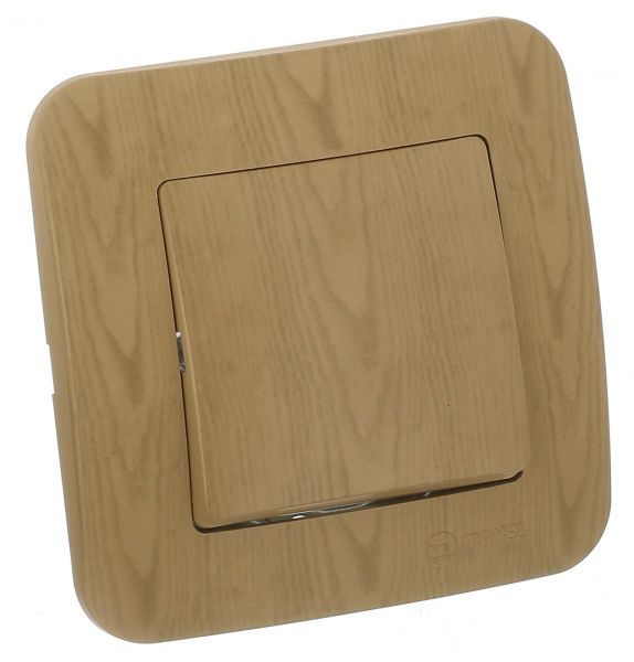 Вимикач одноклавішний Makel Lillium Natural без підсвітки 10 А 250В дуб