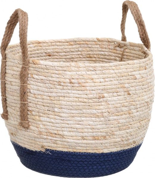 Кошик з ручками Рогоза середній 32х28 см бежево-чорний