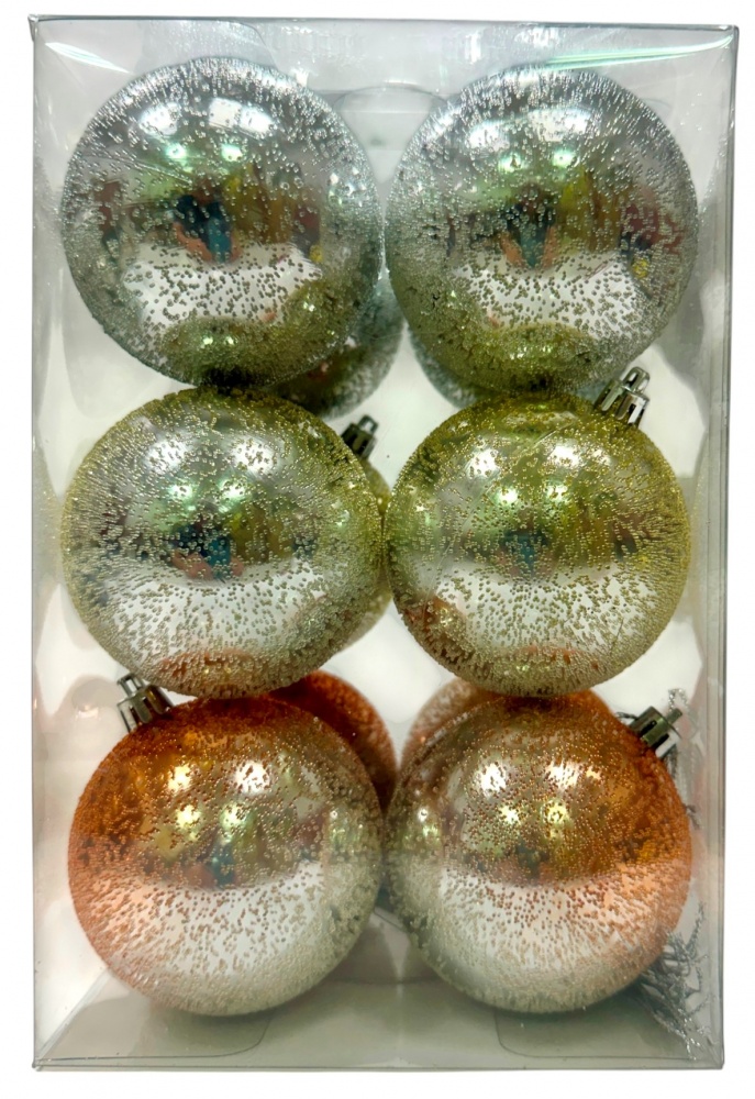 Набор игрушек шары гармония 12 шт серебро и золото 8 см в ассортименте