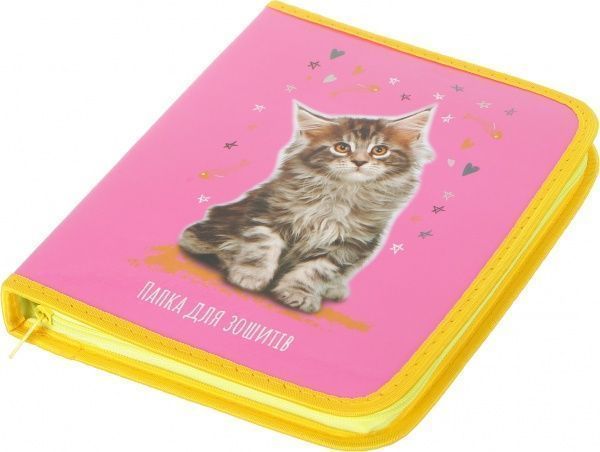 Папка для зошитів Cat рожева B5 на блискавці