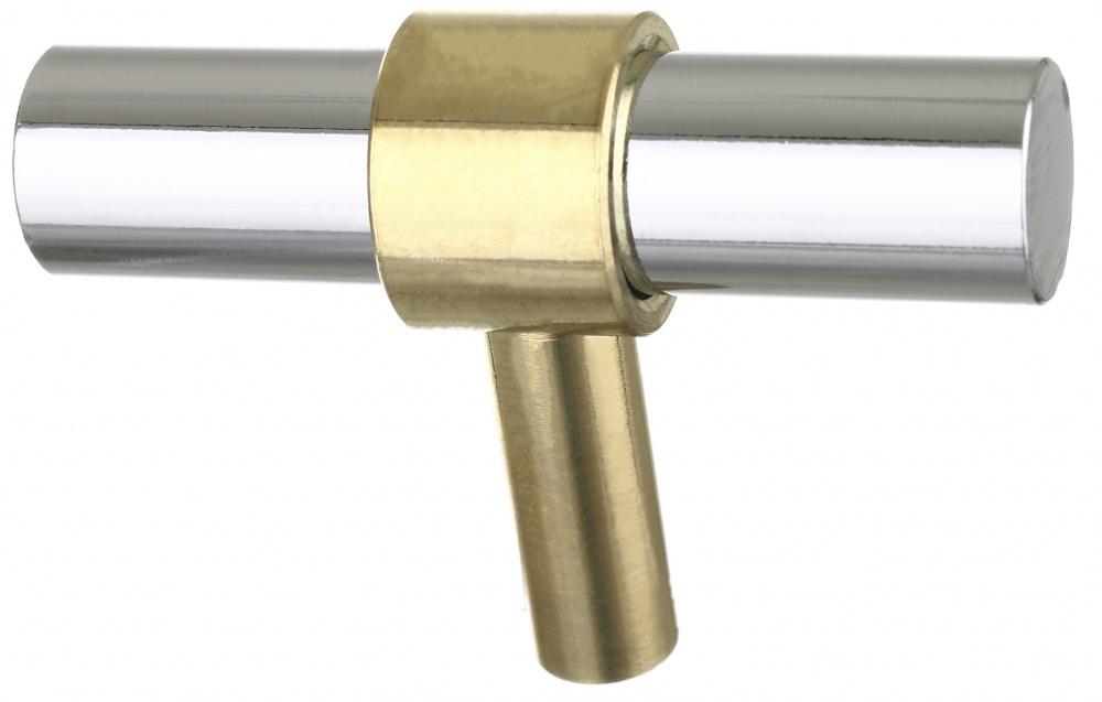 Ручка для меблів кнопка на один отвір мм золото/хром