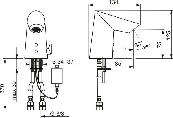Смеситель для умывальника Oras сенсоный Optima New с ручкой регулировки температуры 9714F