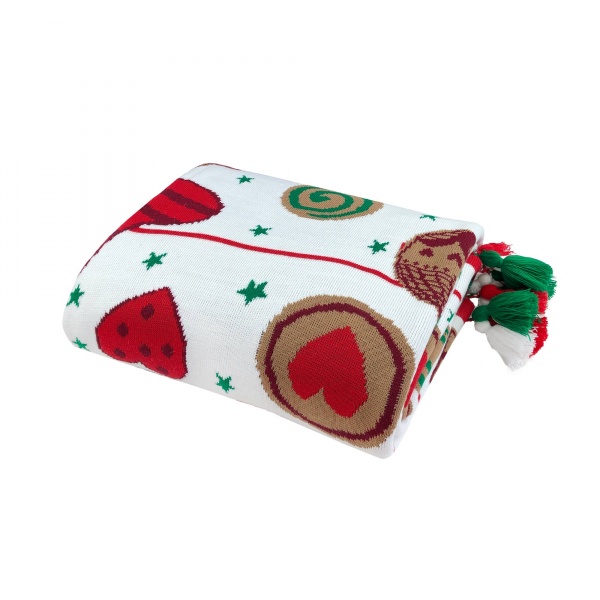 Плед Печиво білий 130x170 см біло-червоний La Nuit 