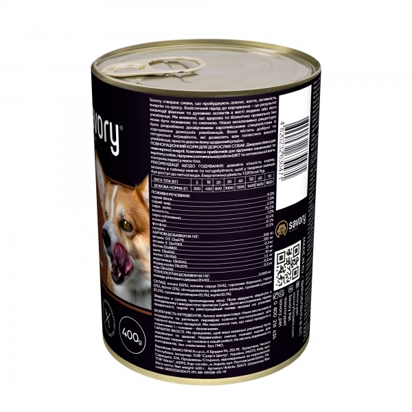 Корм влажный для взрослых собак для всех пород Savory Утка 400 г