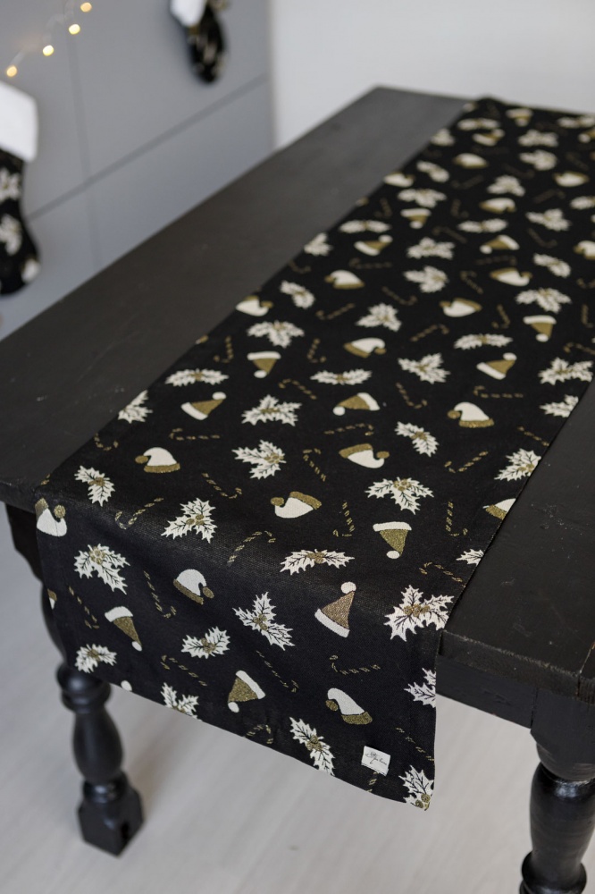 Дорожка (раннер) Шапочки на черном 40x140 см Прованс