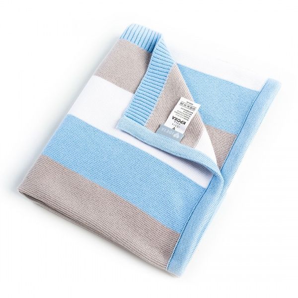 Плед IDEIA вязаный Малыш + шапочка 70х90 см голубой 8000029909 