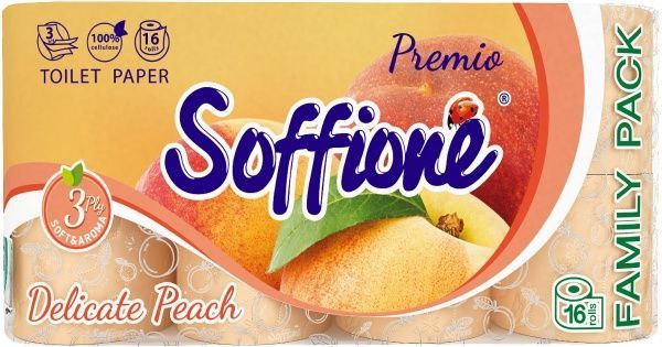 Туалетний папір Soffione Premio Delicate Персик тришаровий 16 шт.