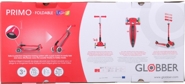 Самокат Globber Primo Foldable Lights красный 432-102-2 