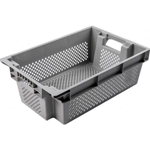 Ящик Пласт-Бокс поворотный перфорированный серый