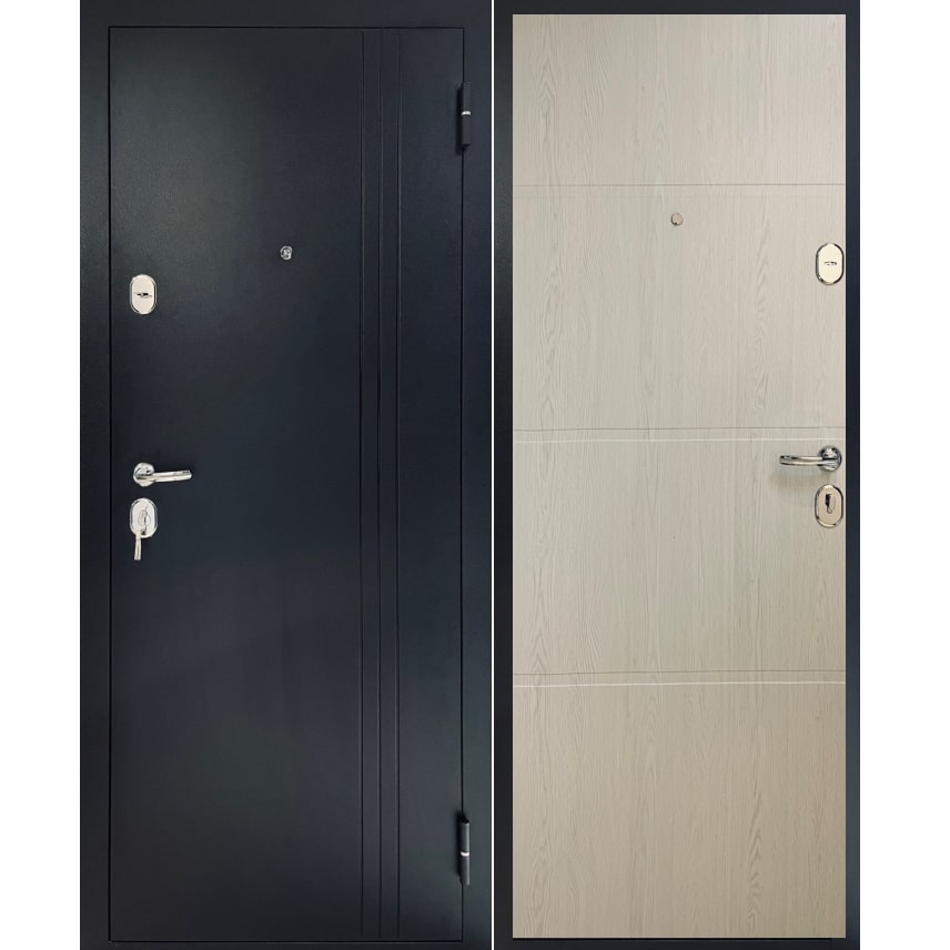 Дверь входная Tarimus Нью-Йорк 80мм Ривьера пепельная Крафт белый 2050x860 мм левая