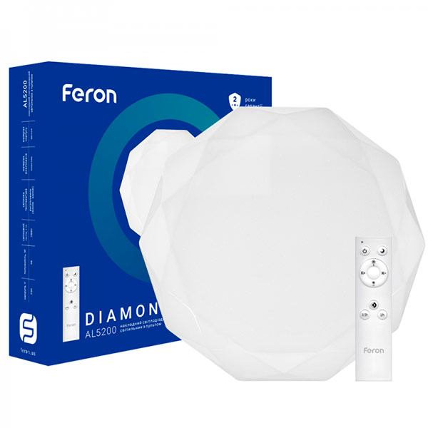 Світильник світлодіодний Feron DiamondAL5200 з пультом ДК 36 Вт білий 3000-6500 К 