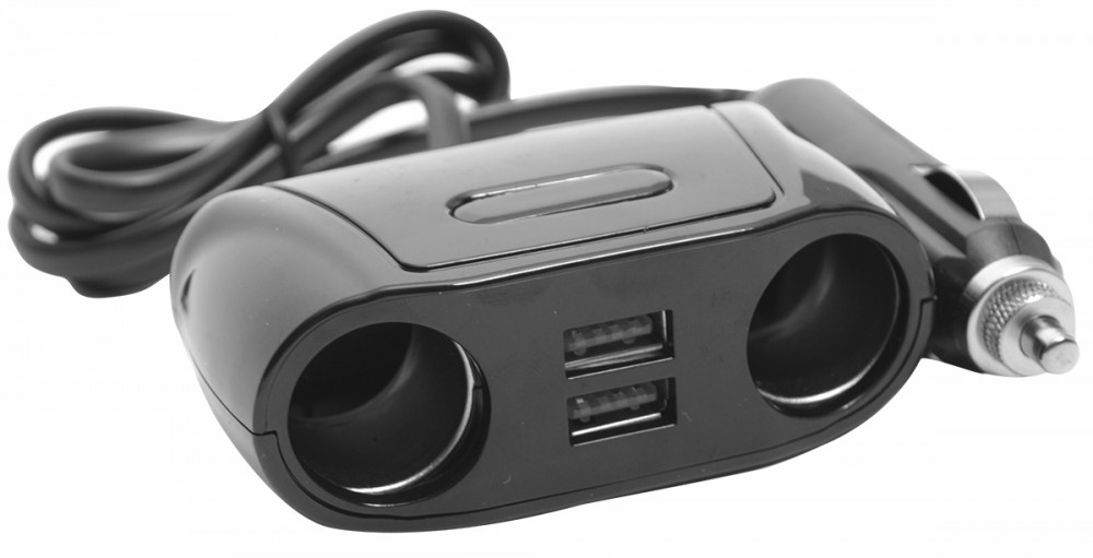 Разветвитель прикуривателя Auto Welle на 2 гнезда 12V/24V, USB 2100mA, 70W AW07-18B