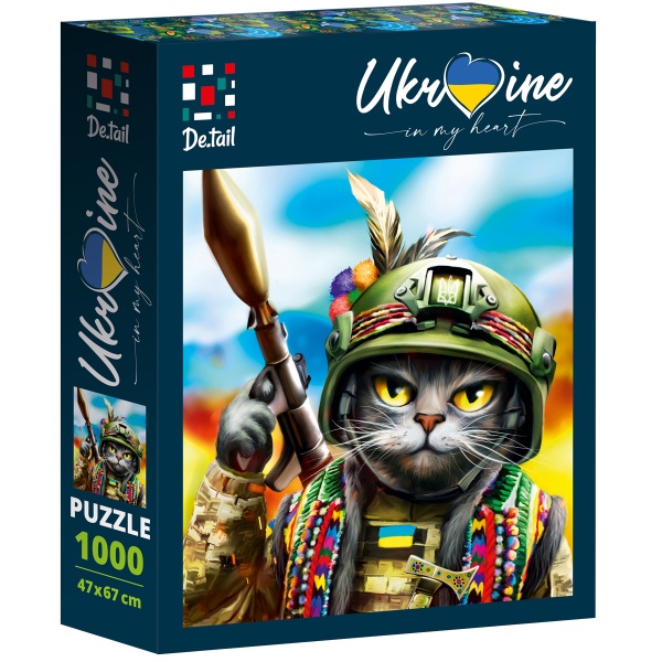 Пазлы картонные De.tail Кот с гранатометом DT1000-08