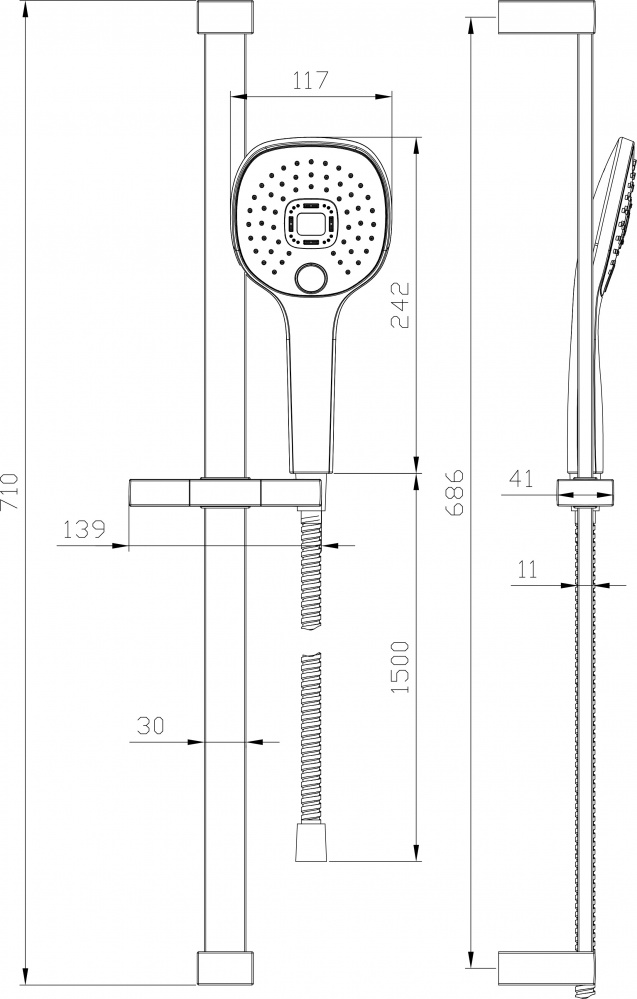 Душевой гарнитур ScandiSPA Premier 3 режима черный