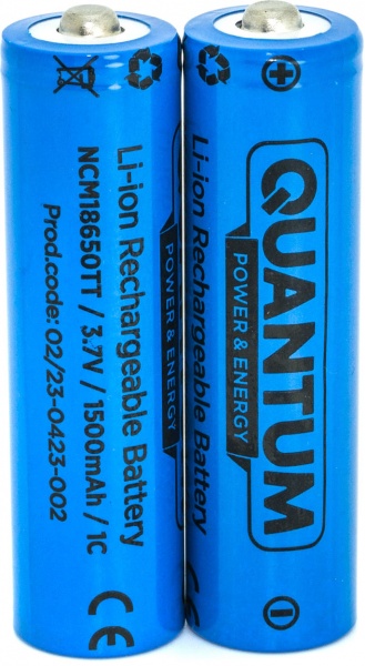 Аккумулятор Quantum Li-ion NCM18650 1500mAh 1С с клеммным выступом 18650 2 шт. (NCM18650TT/1500-PB2) 