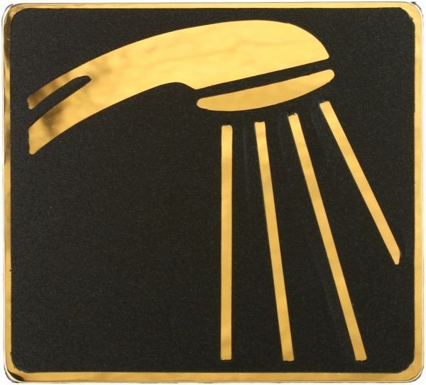 Табличка душ пластик золотий 96 мм