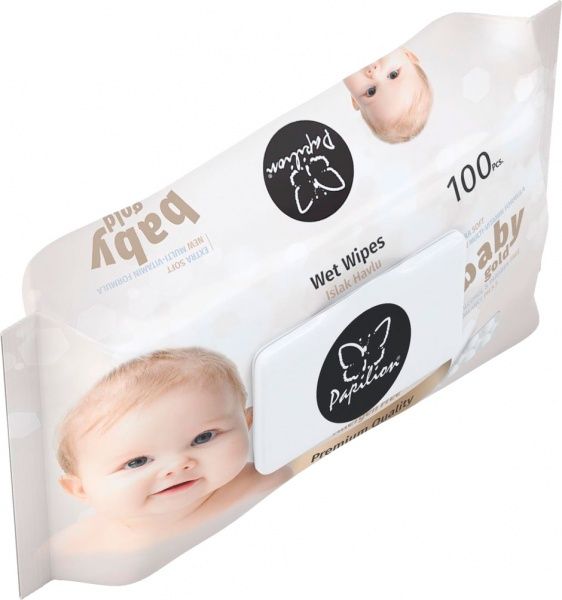Детские влажные салфетки Papillon с пластиковой крышкой 100 шт.