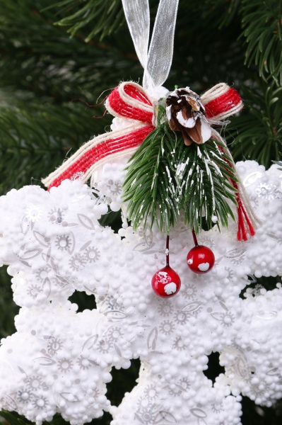 Елочная игрушка Снежинка с белым декором 13 см HF20Y11-54 1 шт. 