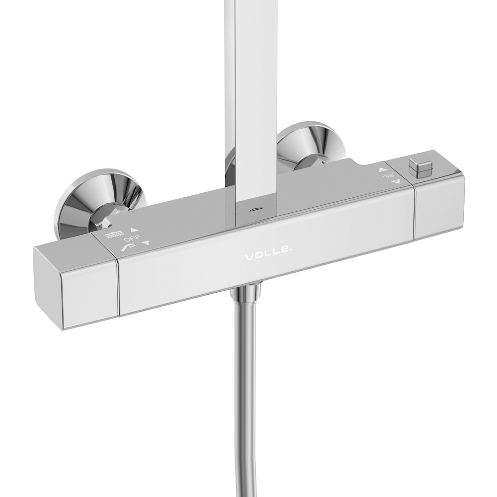 Душова система VOLLE SISTEMA D (C, термостат для душа, душ 300*200 мм, лійка 3 режими, шланг 1500 мм PVC),
