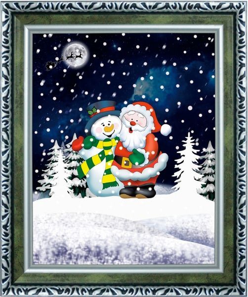 Декорація новорічна Сувенір Картина що сніжить 46 см WP046SS-GSG 