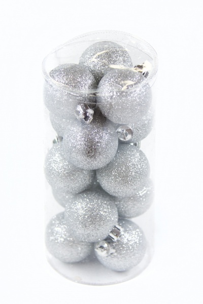 Набор елочных шаров серебро d65 мм 12,5 см 15 шт./уп. 
