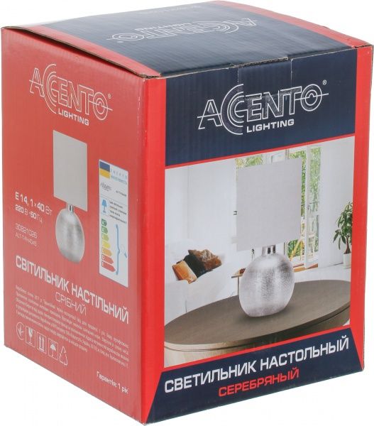 Настольная лампа декоративная Accento lighting 1x40 Вт E14 серебряный ALT-T-FH4045