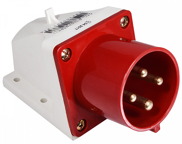 Вилка стационарная с заземлением АСКОУКРЕМ ВС 32А/4 3Р+РЕ (524) красно-белый