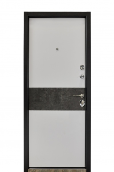 Двері вхідні Міністерство дверей Престиж 297 мармур темний / білий 2050x960 мм праві