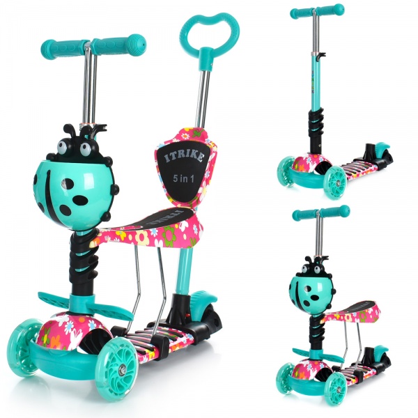 Самокат-трансформер iTrike бирюзовый JR3-058-I-WP12 